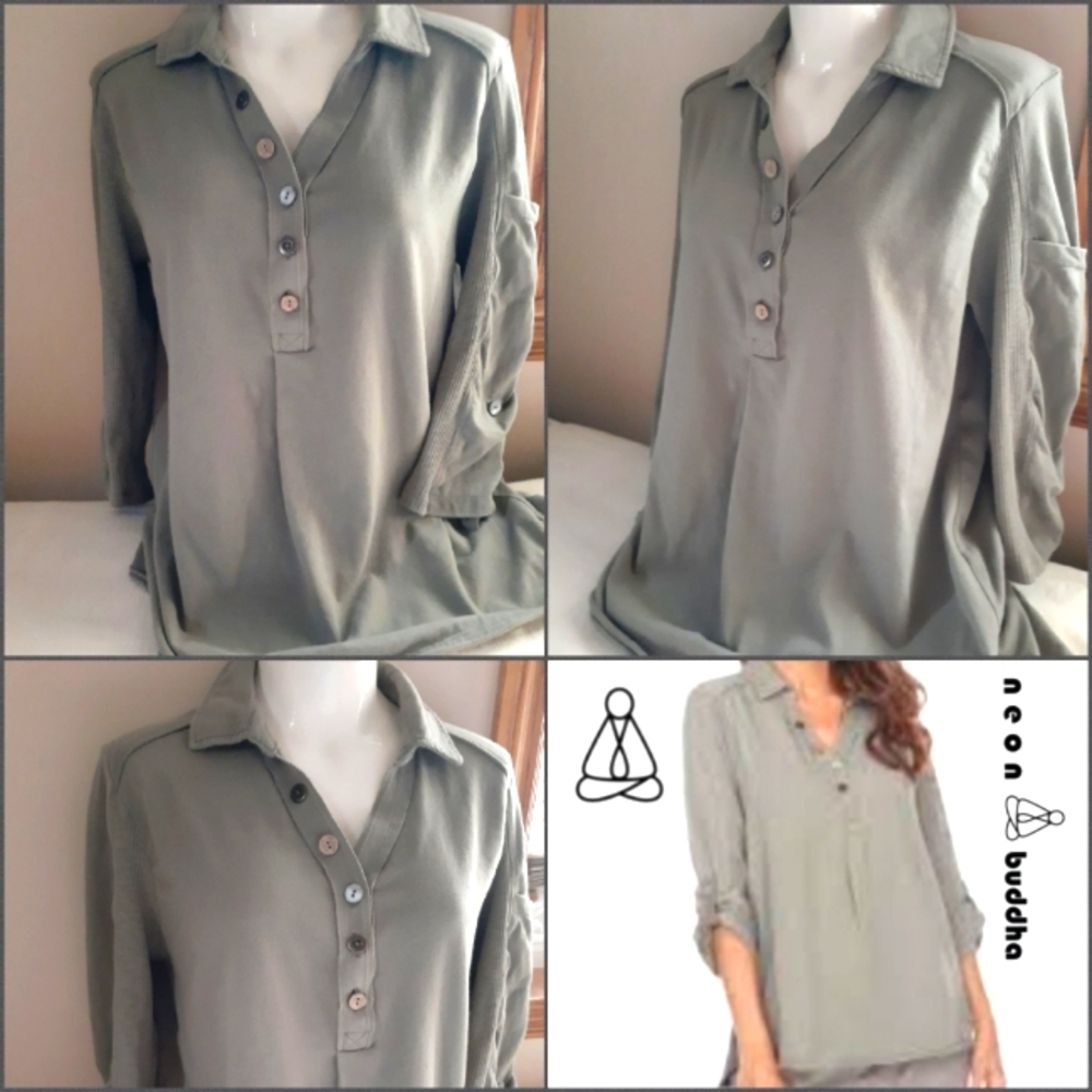 Neon Buddha Medium Khaki ¾ Sleeve Collared